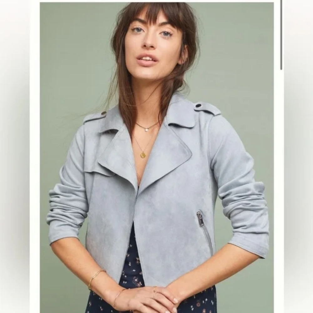 A+ By Anthropologie Expressway faux suede open front moto jacket
